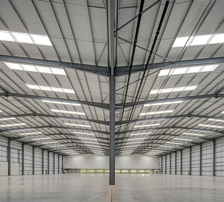 Interior shot of a large warehouse unit